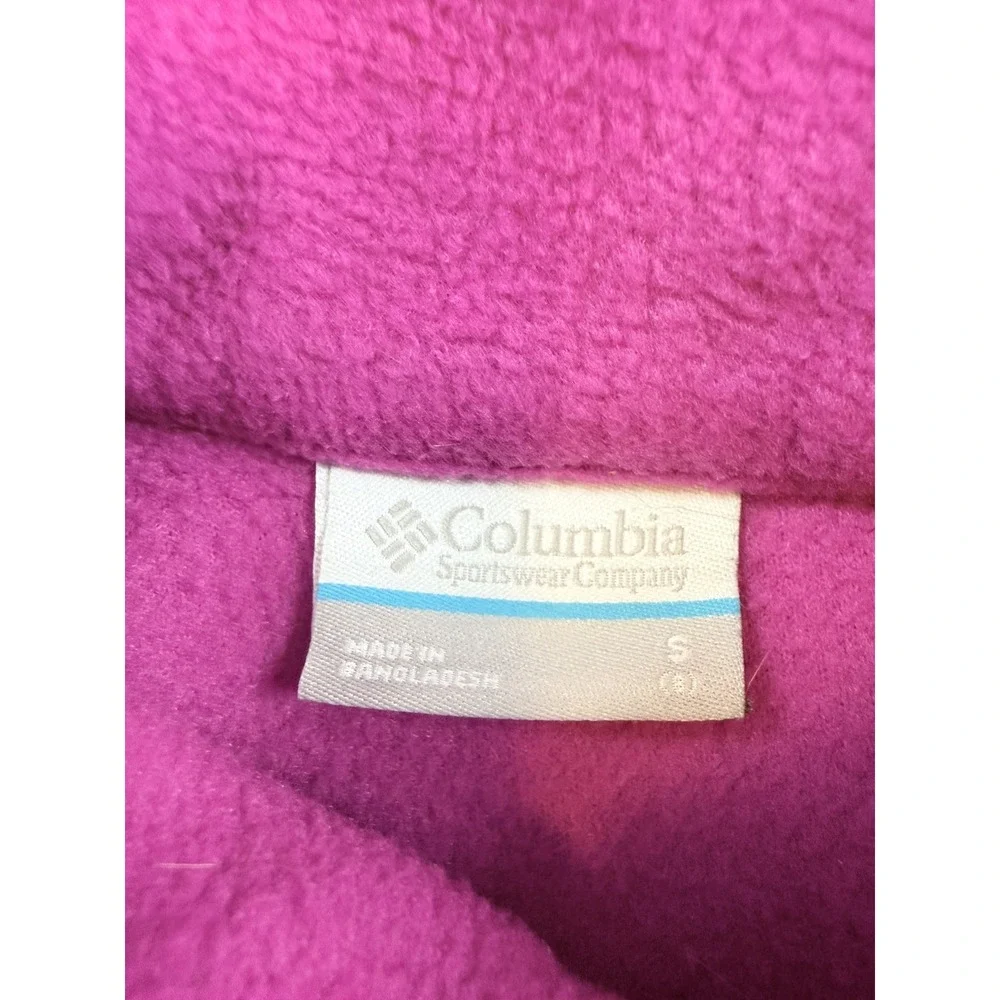 Columbia Kids Jacket S 8 Fleece Pullover Pink Purple Colorblock Snap Neck Girls